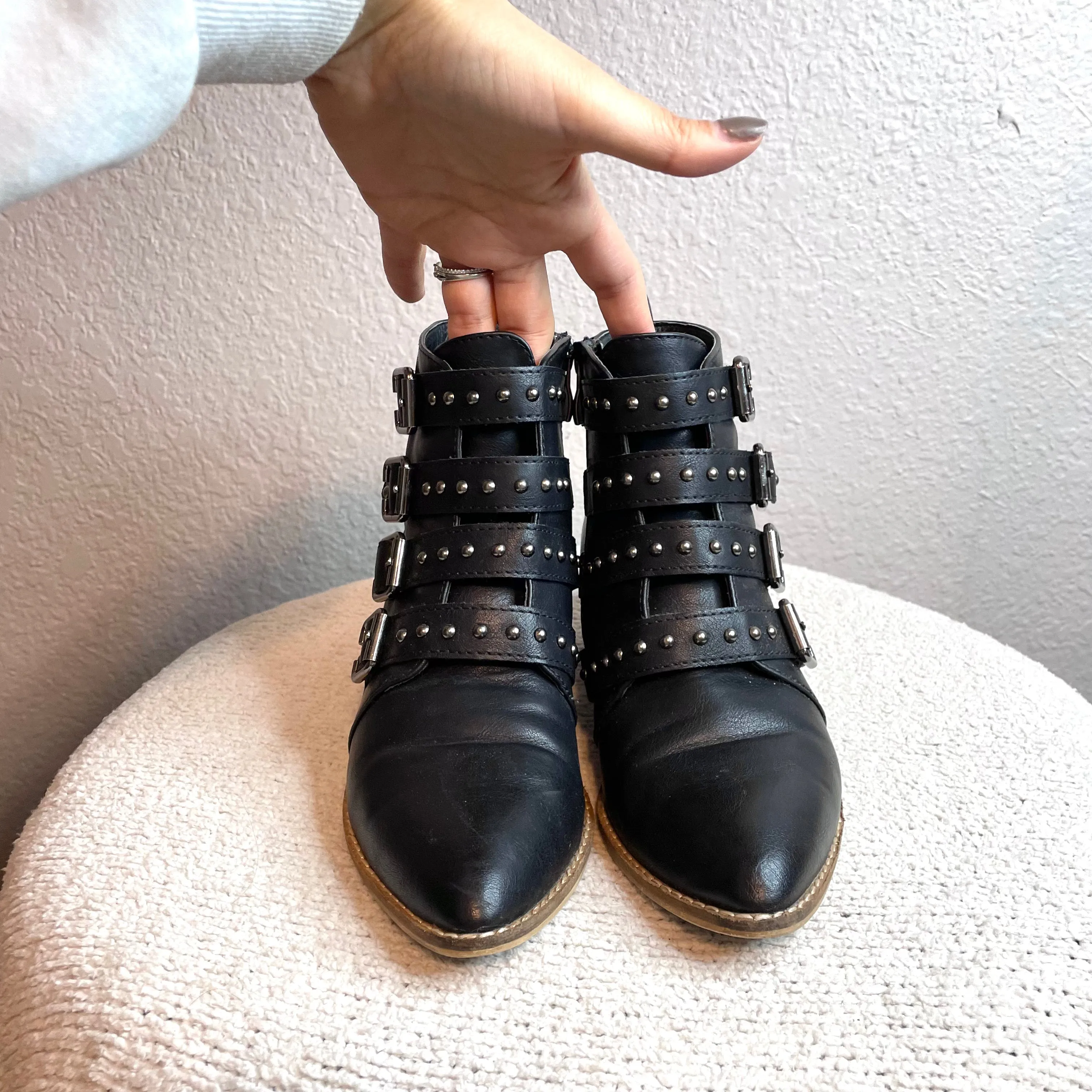 Studded Buckle Booties