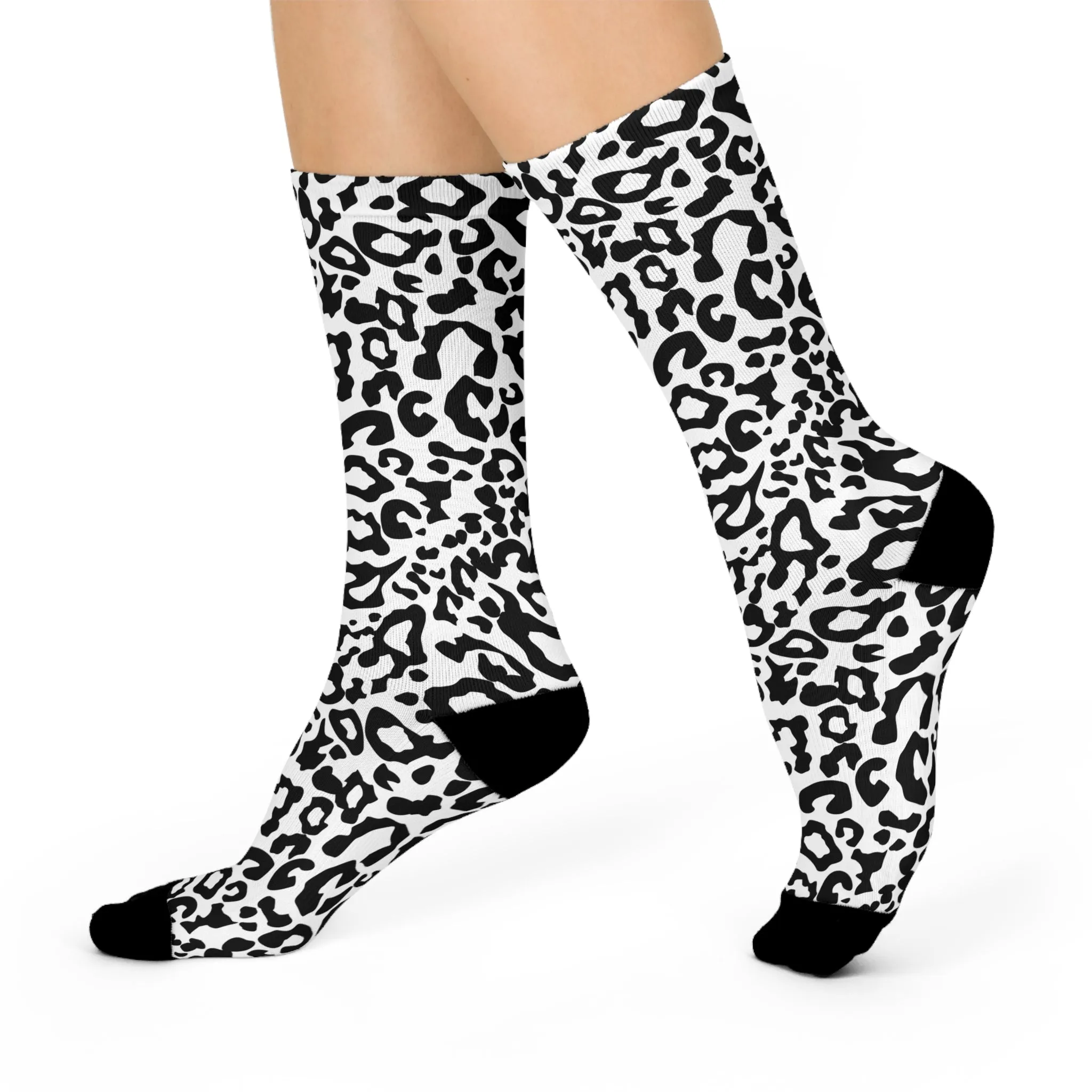 Stylish Leopard Print Cushioned Crew Socks | Comfortable, Trendy Gift for Fashion Lovers, Winter Warmth, Everyday Wear, Footwear