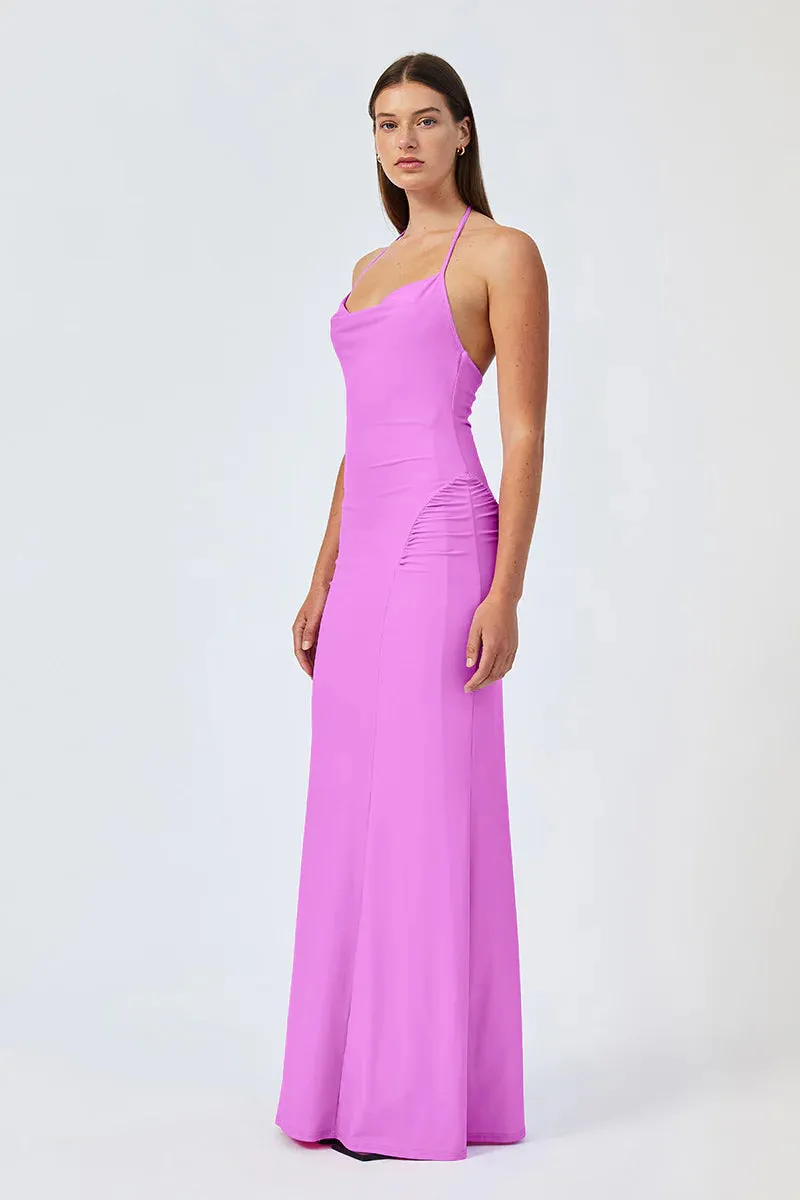 Suboo Ivy Deep Cowl Neck Maxi Dress - Fuchsia