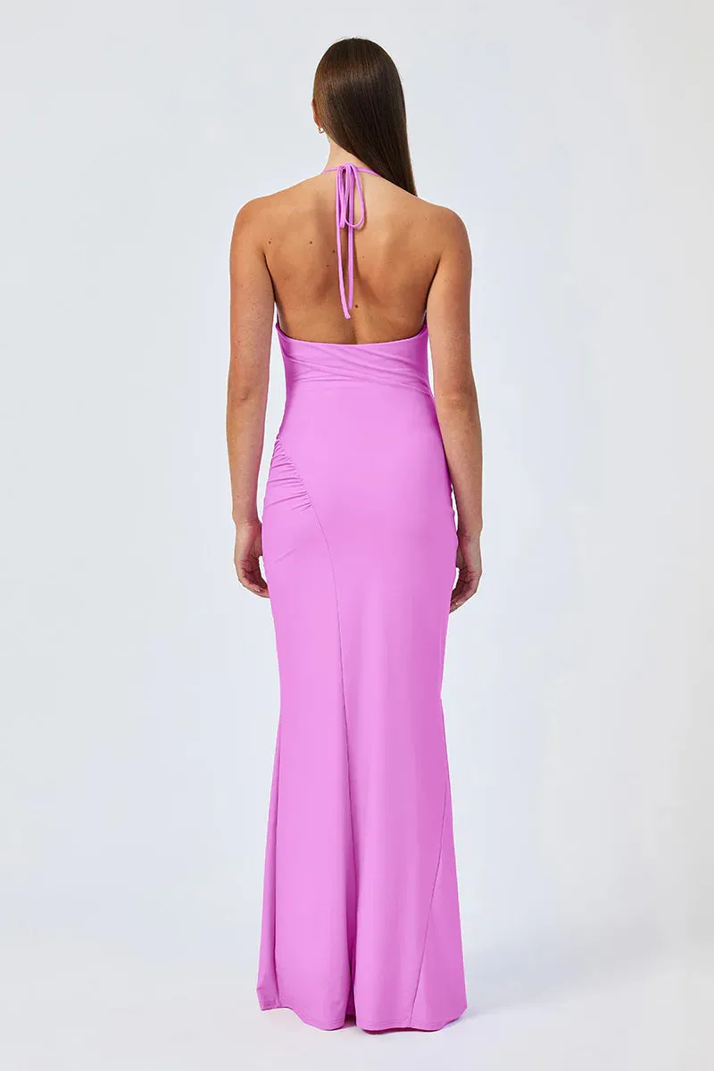 Suboo Ivy Deep Cowl Neck Maxi Dress - Fuchsia