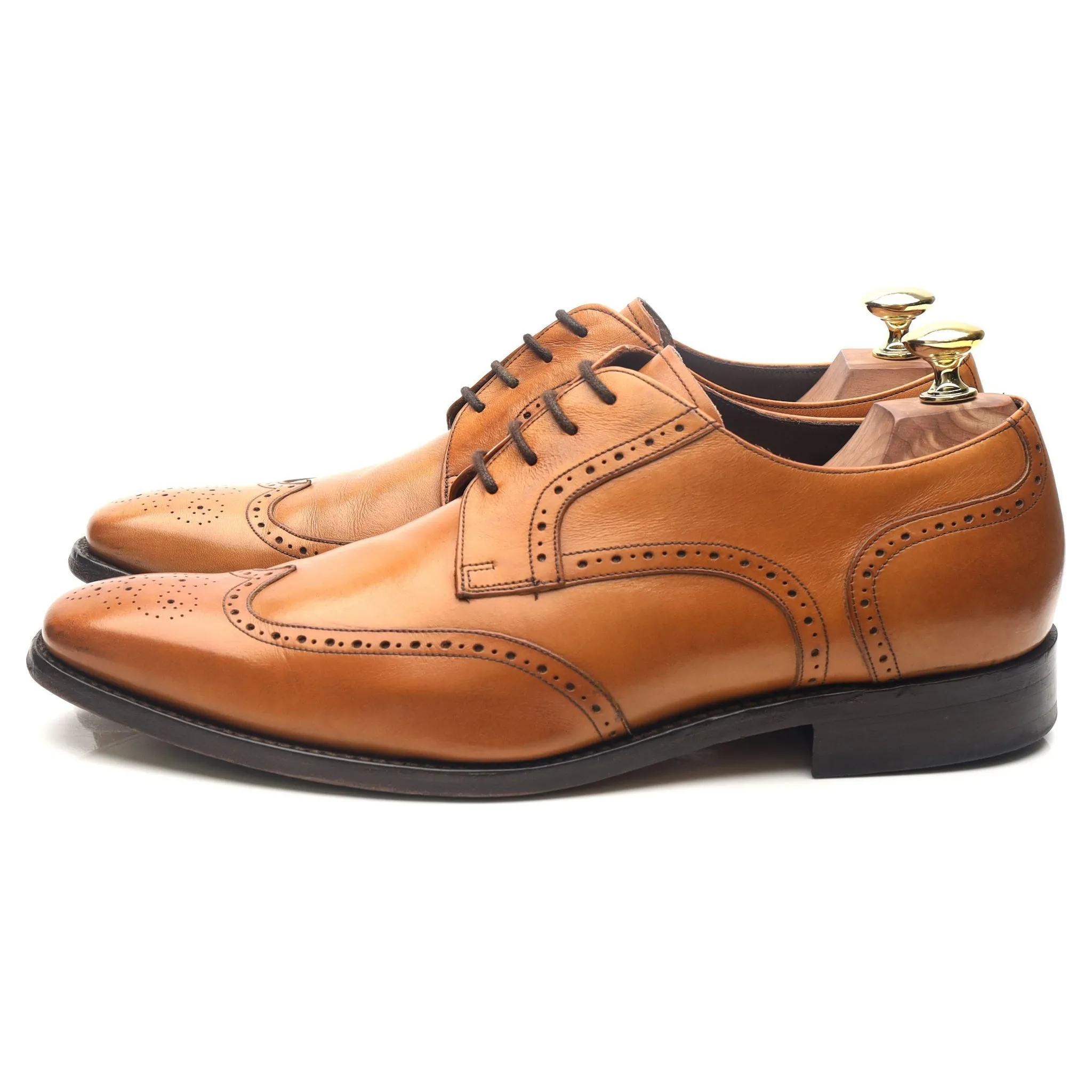 Tan Brown Leather Derby Brogues UK 7 G