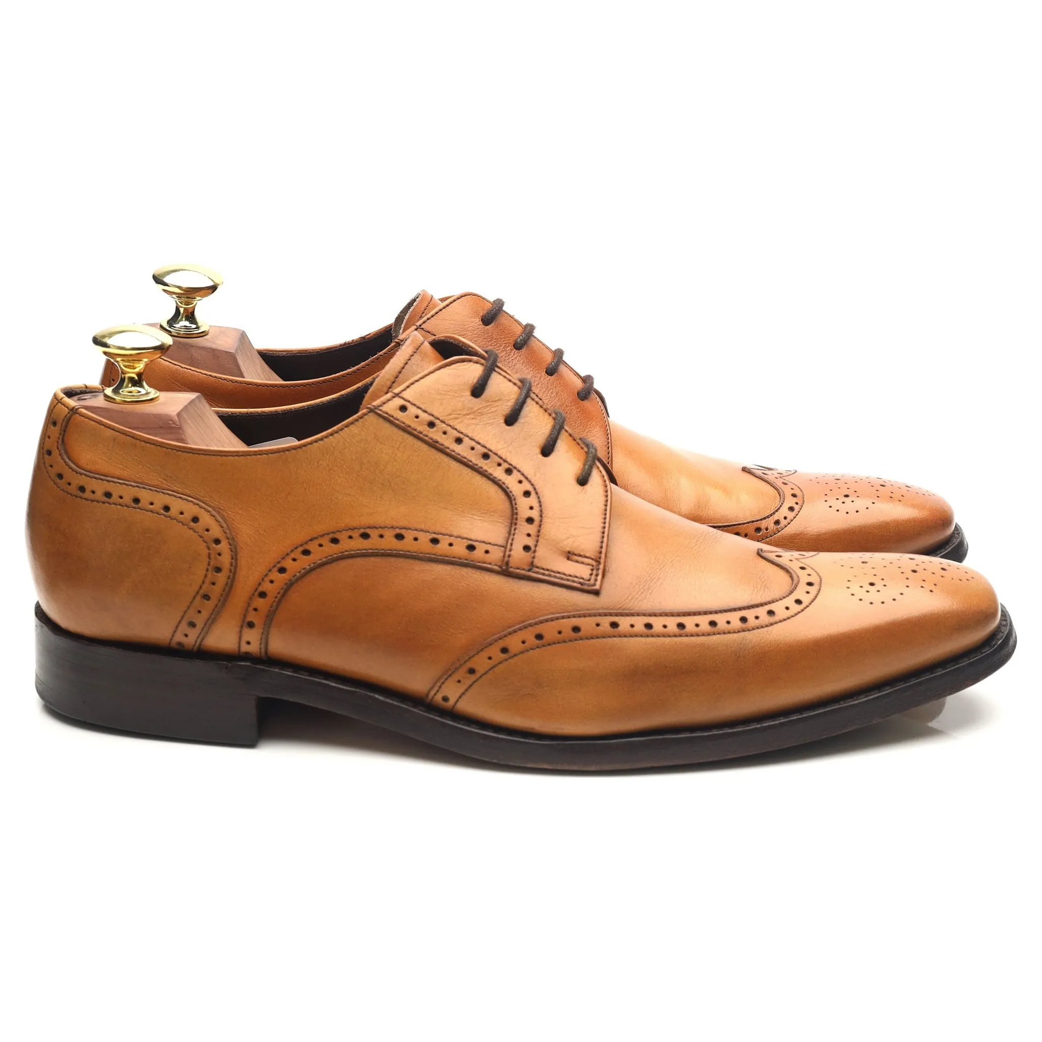 Tan Brown Leather Derby Brogues UK 7 G