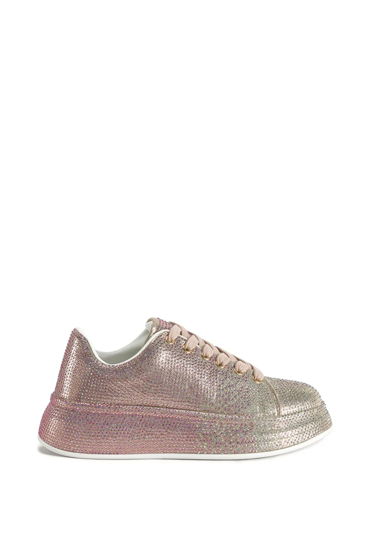 TANGY-PINK OMBRE CRYSTAL LACE UP SNEAKER