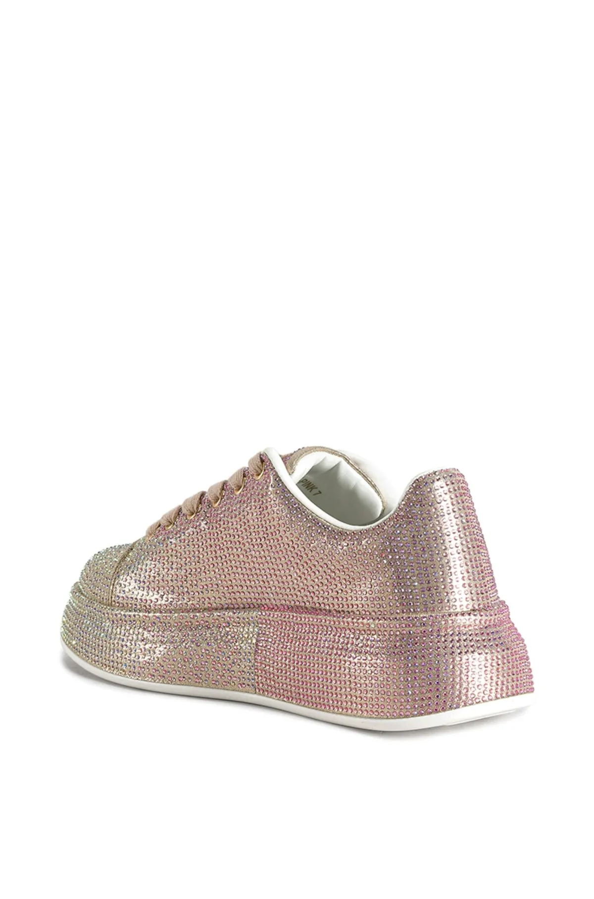 TANGY-PINK OMBRE CRYSTAL LACE UP SNEAKER