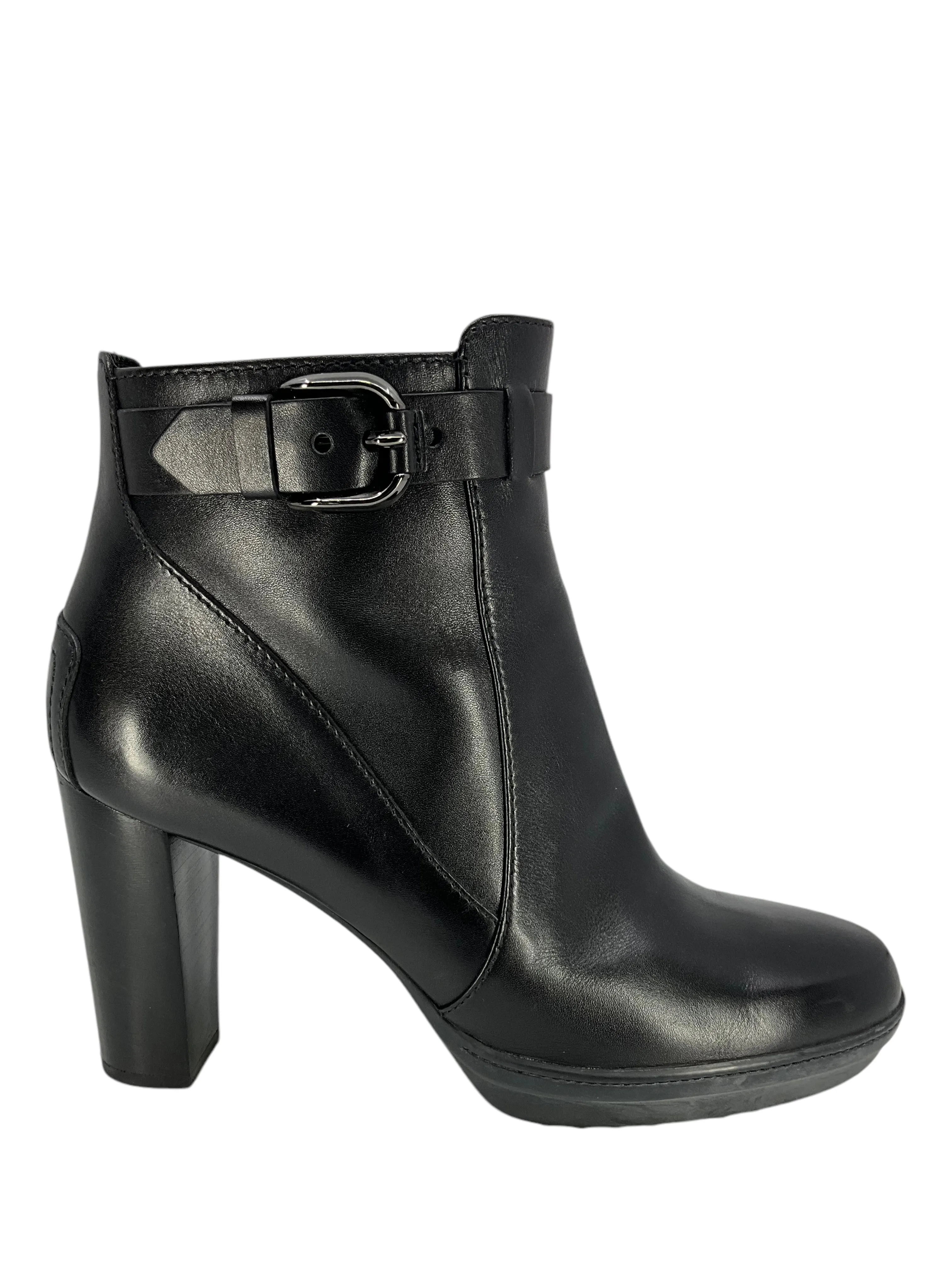 TOD'S Buckle-Detailed Leather Ankle Boots Size 8.5