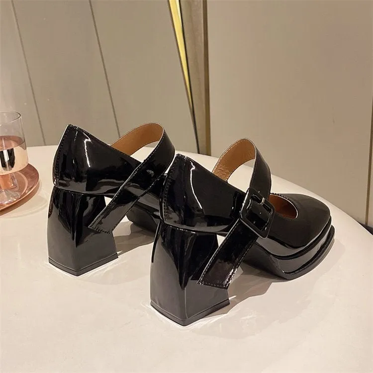 Uniwim Square Chunky High Heels Shoes SE22510