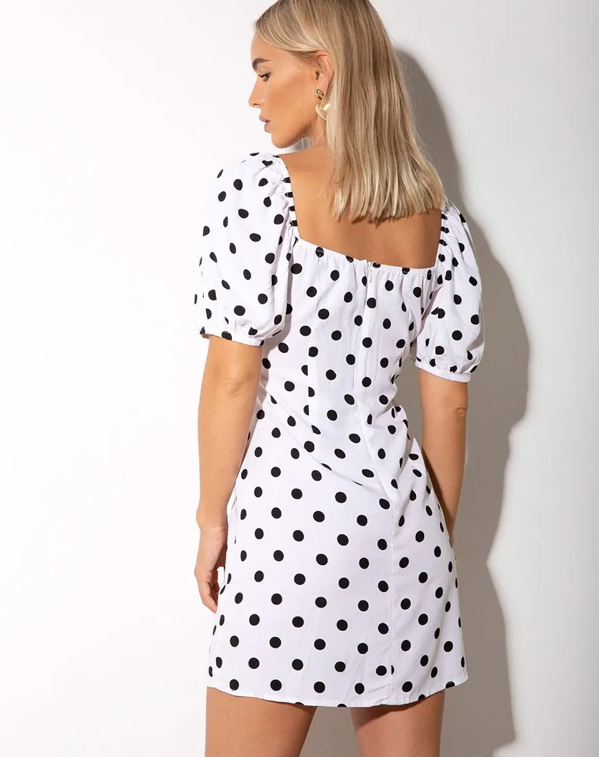 Varie Mini Dress in 80's Polka White