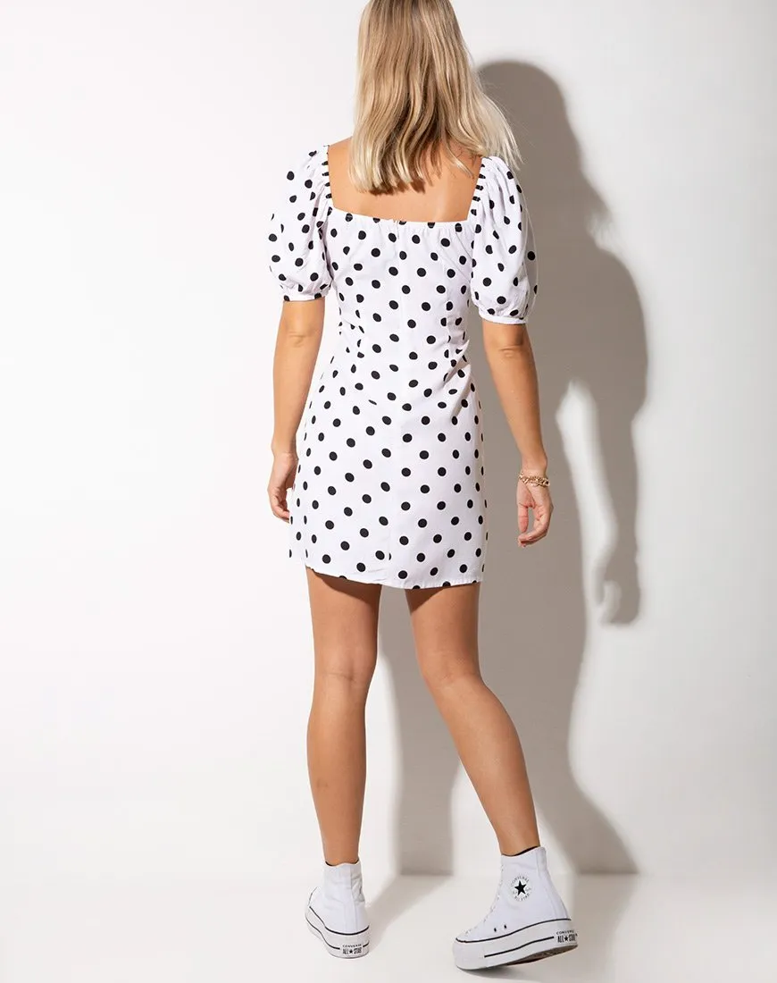 Varie Mini Dress in 80's Polka White