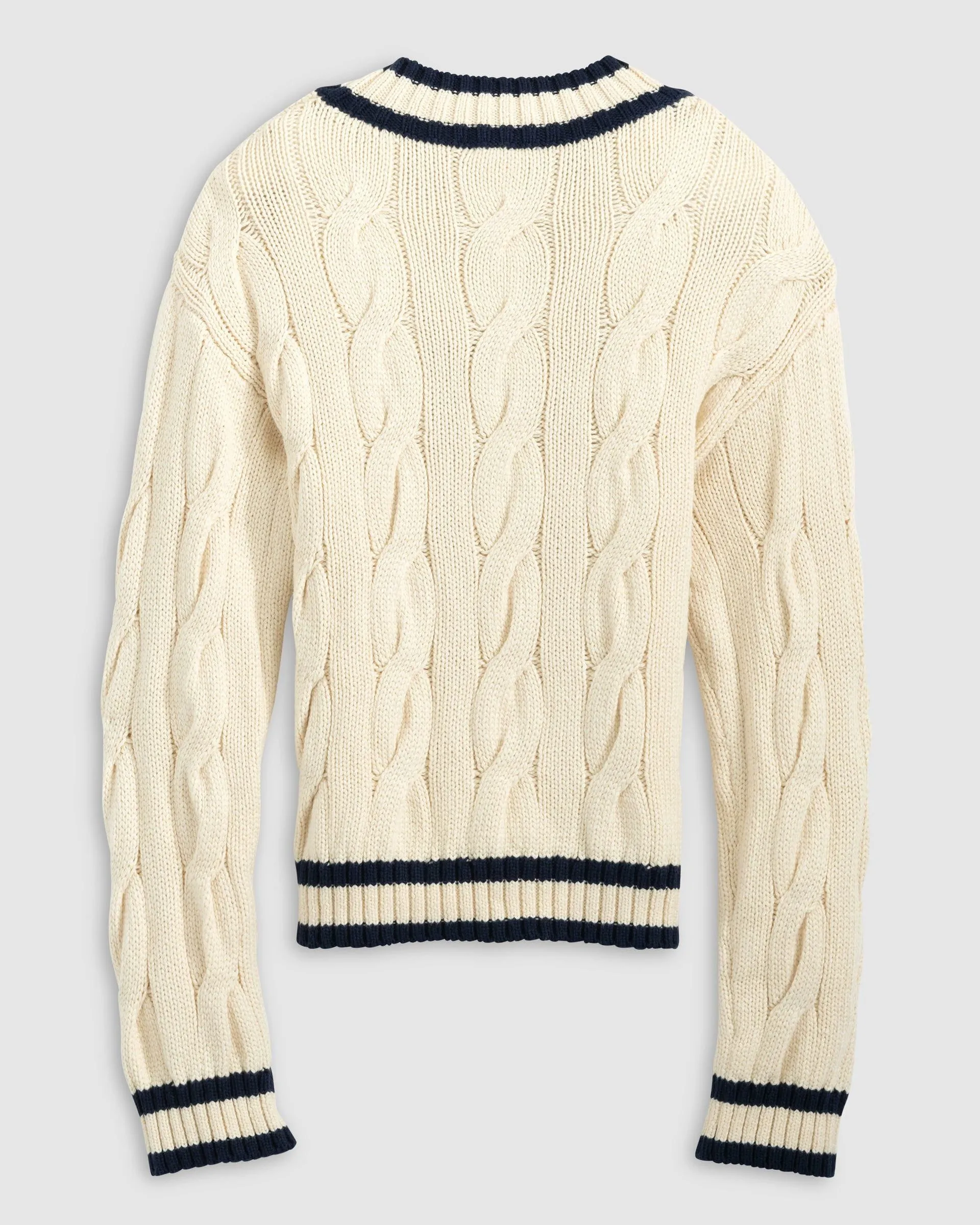 Varsity Cable Knit Cotton Sweater