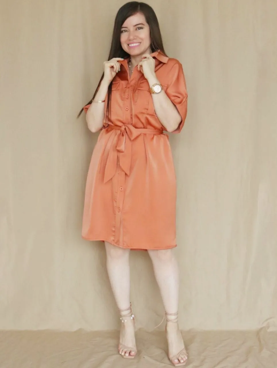 VESTIDO CORTO CAMISERO OVERSIZE MANDARINA ENTERO