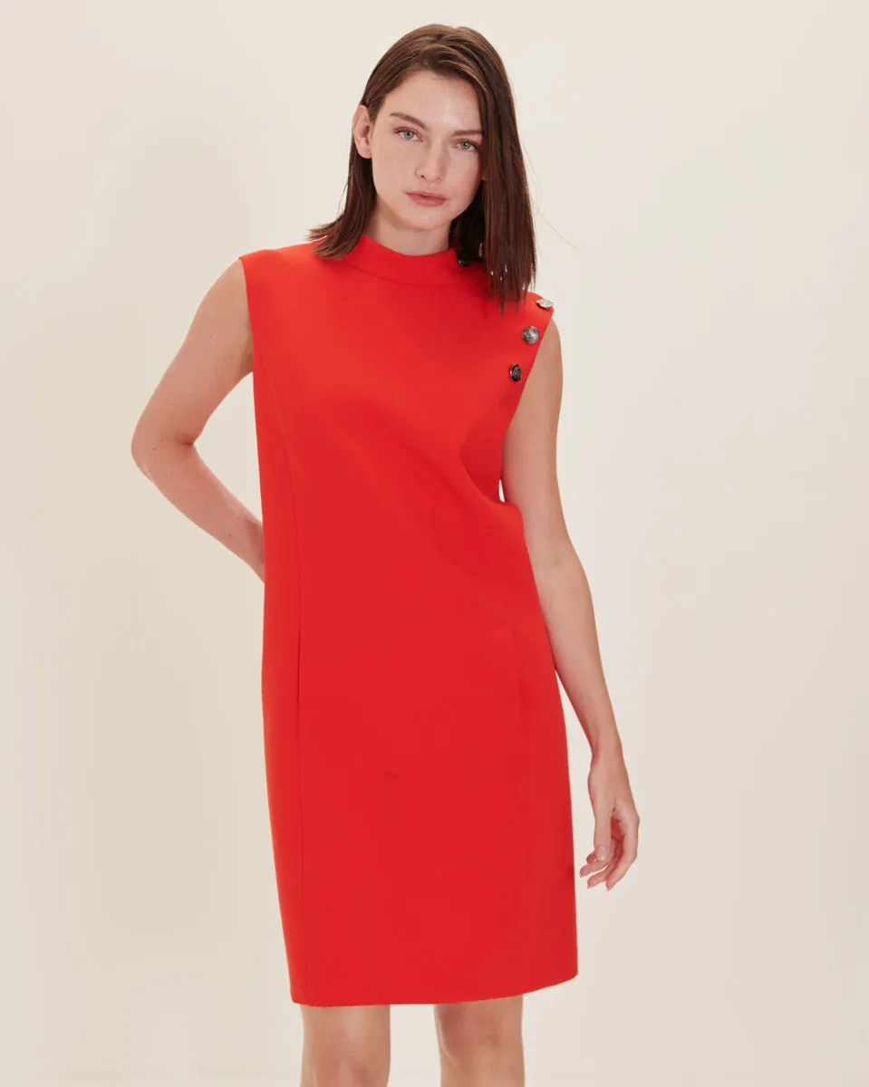 Vestido Naranja Silueta H Cuello Alto