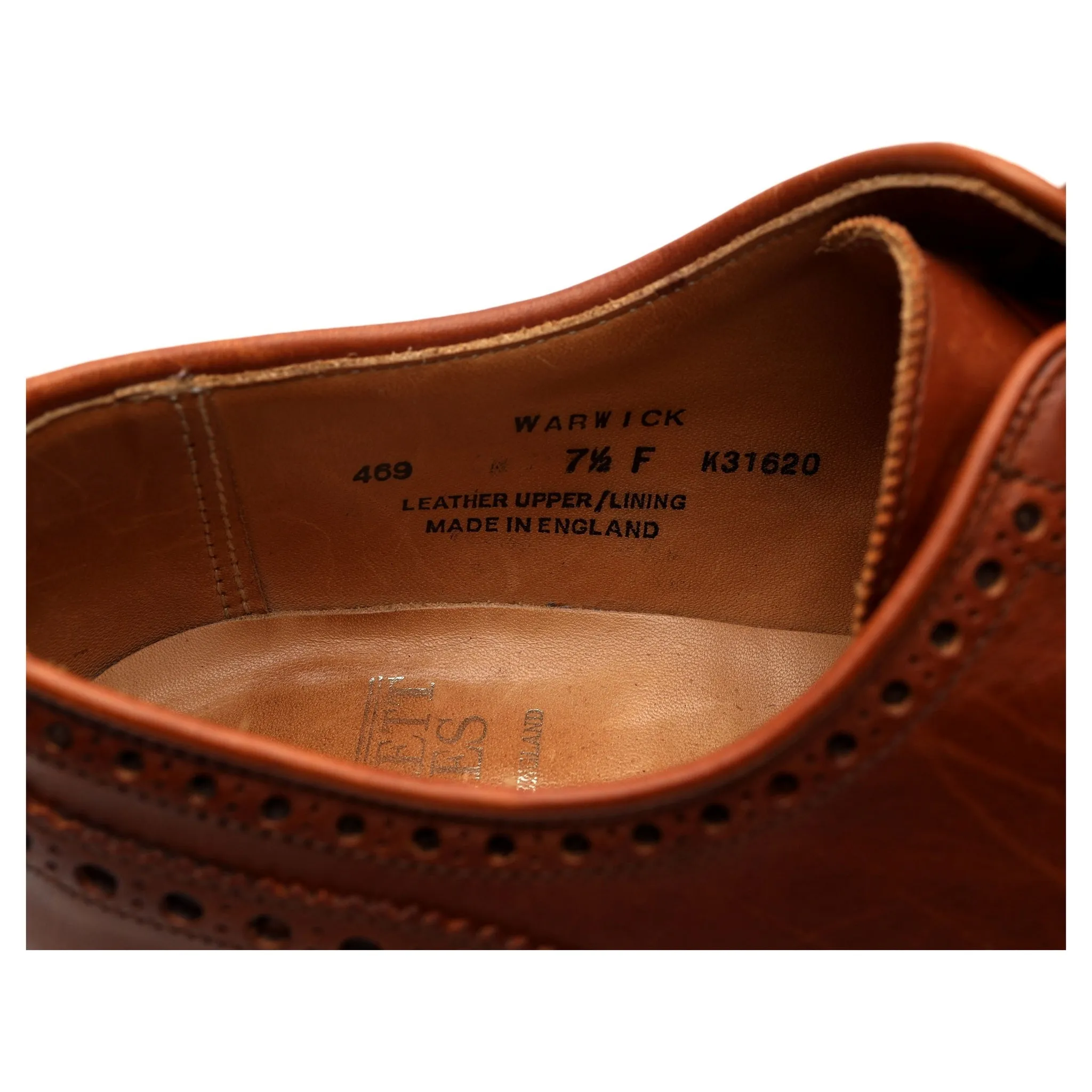 'Warwick' Tan Brown Leather Derby Brogues UK 7.5 F