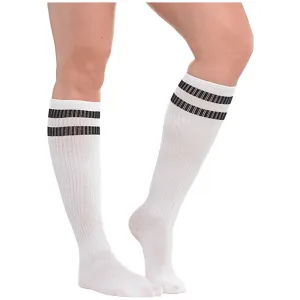 White Striped Knee Socks