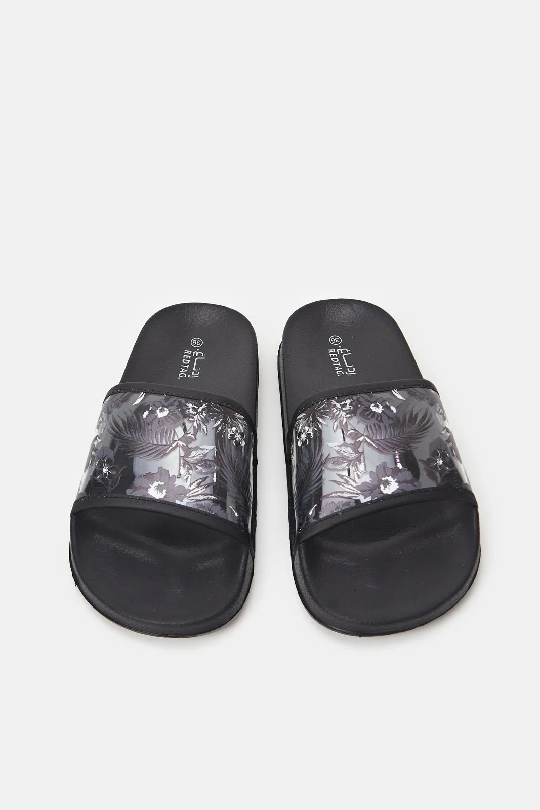 Women Black Vinyl Slide