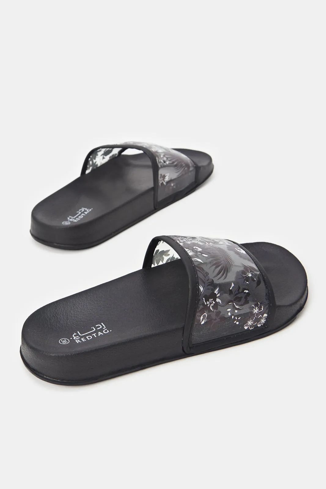 Women Black Vinyl Slide