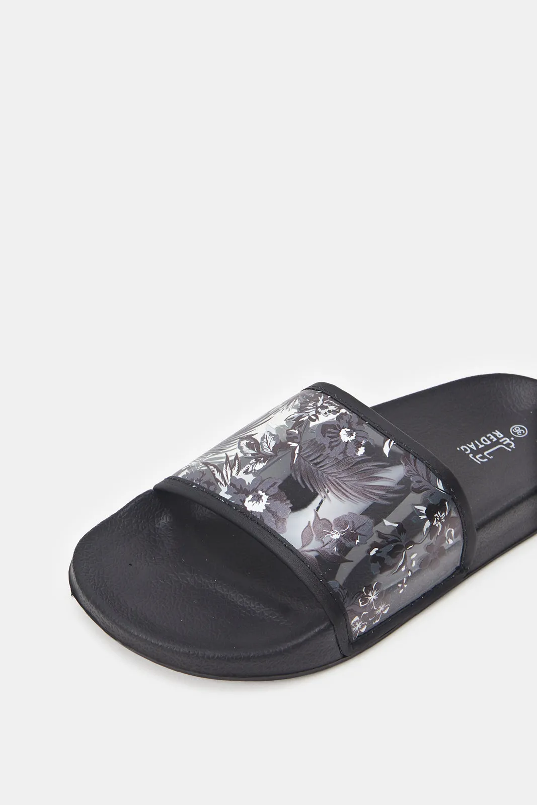 Women Black Vinyl Slide