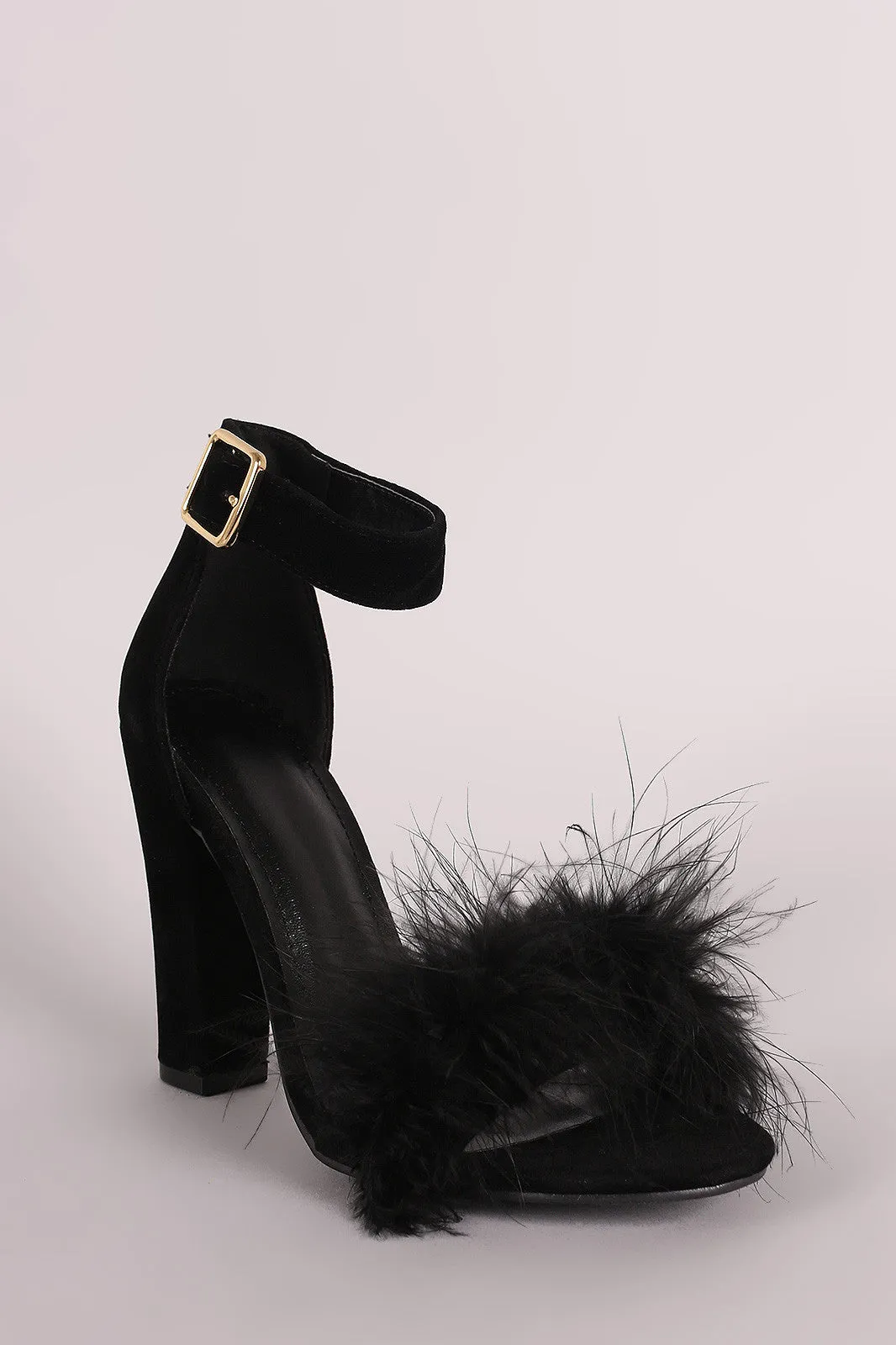 Yandi - Faux Fur Ankle Strap Dress Heel