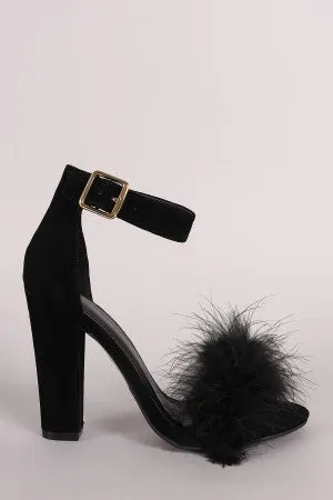 Yandi - Faux Fur Ankle Strap Dress Heel